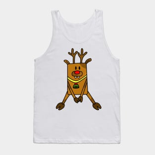 Cute Funny Deer with a Red nose Tank Top